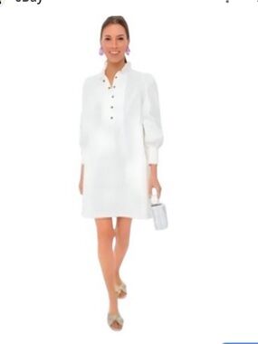Tuckernuck Pomander Place Claiborne White Cotton Mini Dress with Button Placket